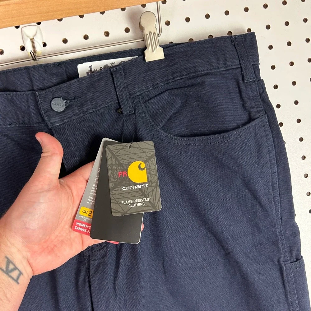 Carhartt Women FR Rugged Flex Canvas Pant 20 Navy Blue FR Regular 102689-410 NWT